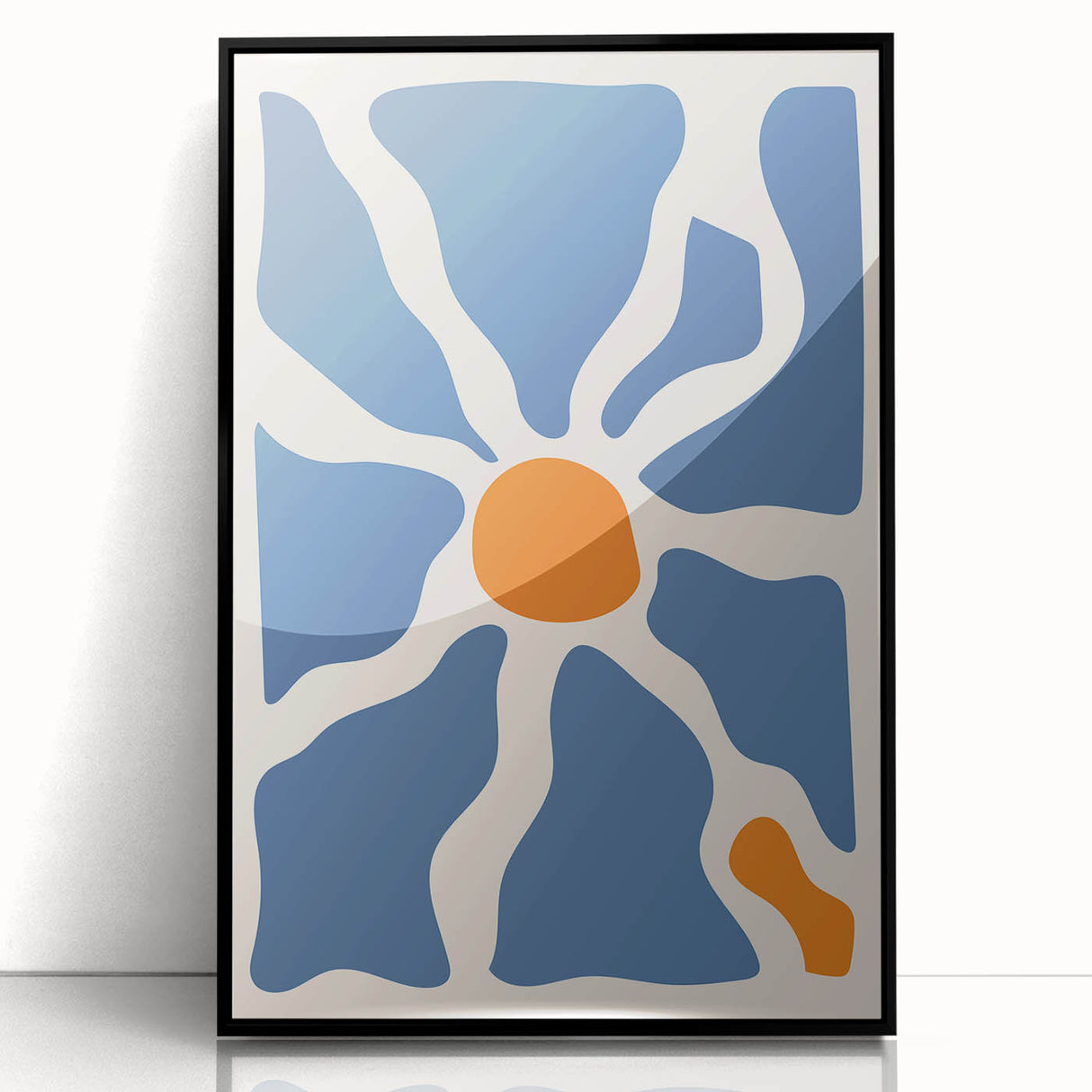 Boho Chic Wall Art - Abstract Blue and Orange Bohemian Canvas Print