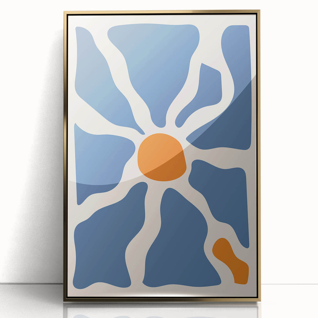Boho Chic Wall Art - Abstract Blue and Orange Bohemian Canvas Print