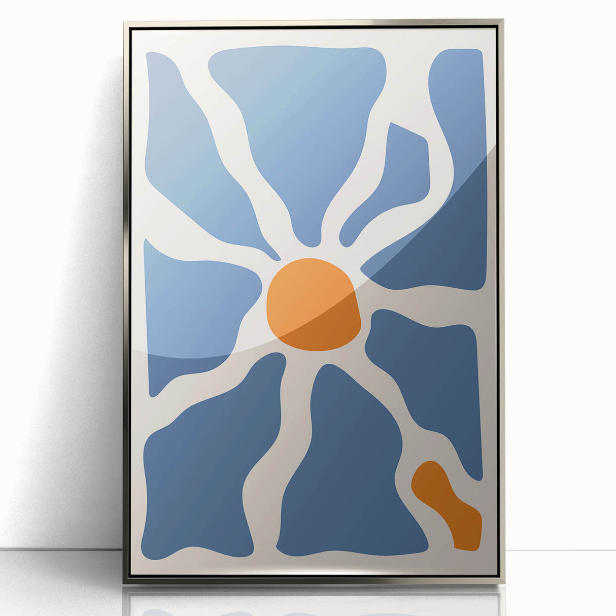 Boho Chic Wall Art - Abstract Blue and Orange Bohemian Canvas Print
