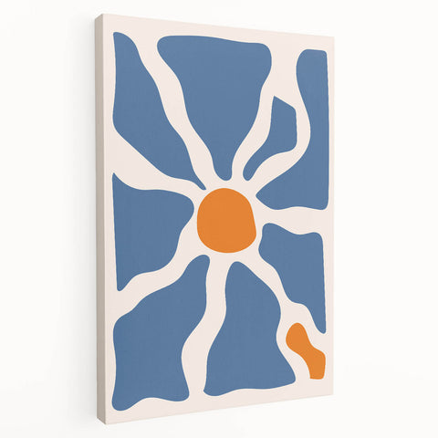 Boho Chic Wall Art - Abstract Blue and Orange Bohemian Canvas Print
