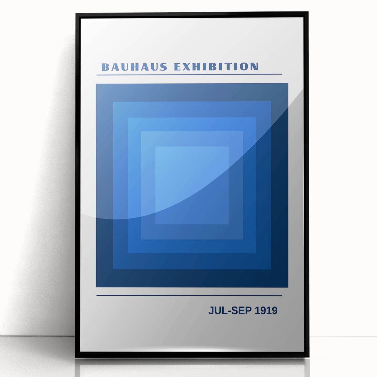 Bohemian Blue Geometric Square Art | Eclectic Bauhaus Boho Decor Print