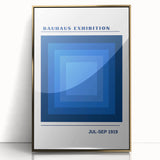 Bohemian Blue Geometric Square Art | Eclectic Bauhaus Boho Decor Print