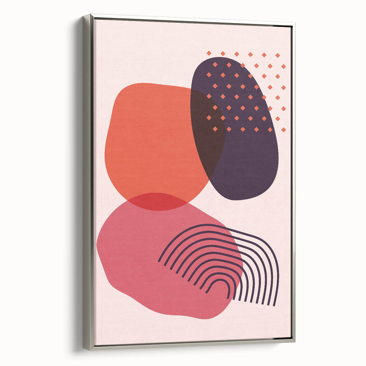 Boho Wall Art - Abstract Pink and Red Modern Bohemian Canvas Print
