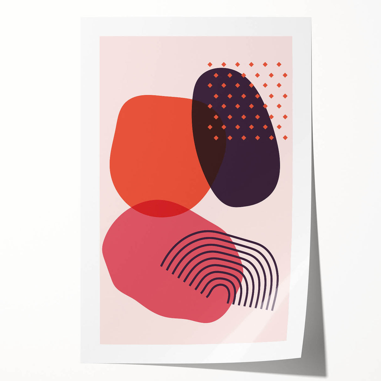 Boho Wall Art - Abstract Pink and Red Modern Bohemian Canvas Print