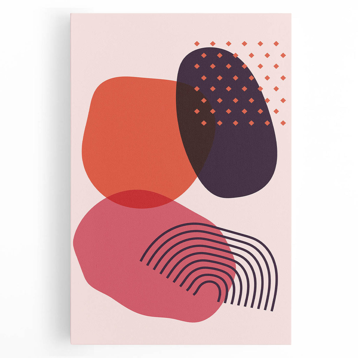 Boho Wall Art - Abstract Pink and Red Modern Bohemian Canvas Print
