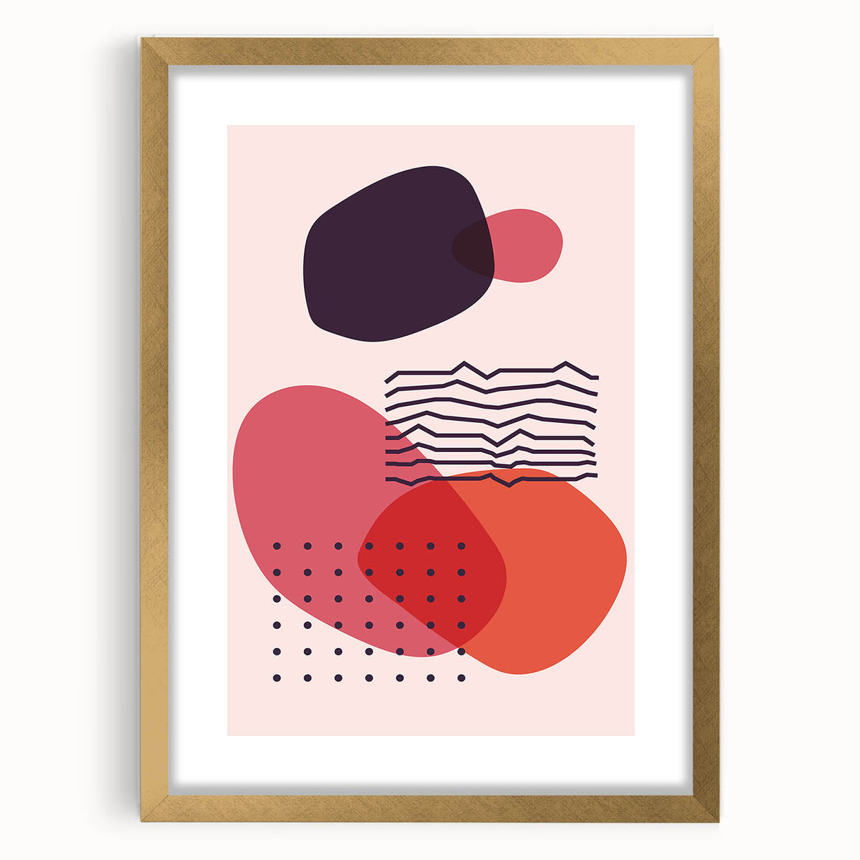 Boho Wall Art - Abstract Red and Pink Geometric Bohemian Canvas Print