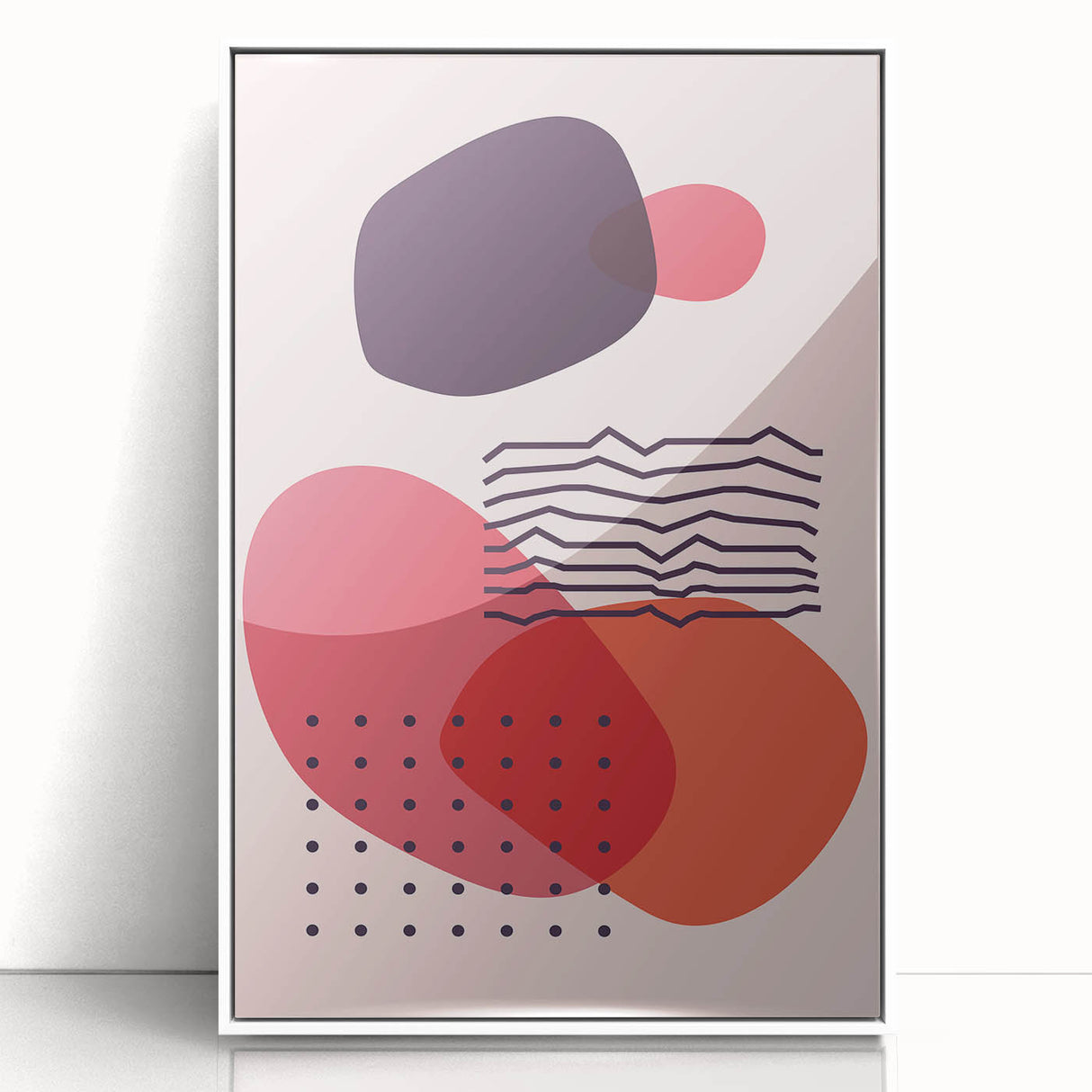 Boho Wall Art - Abstract Red and Pink Geometric Bohemian Canvas Print