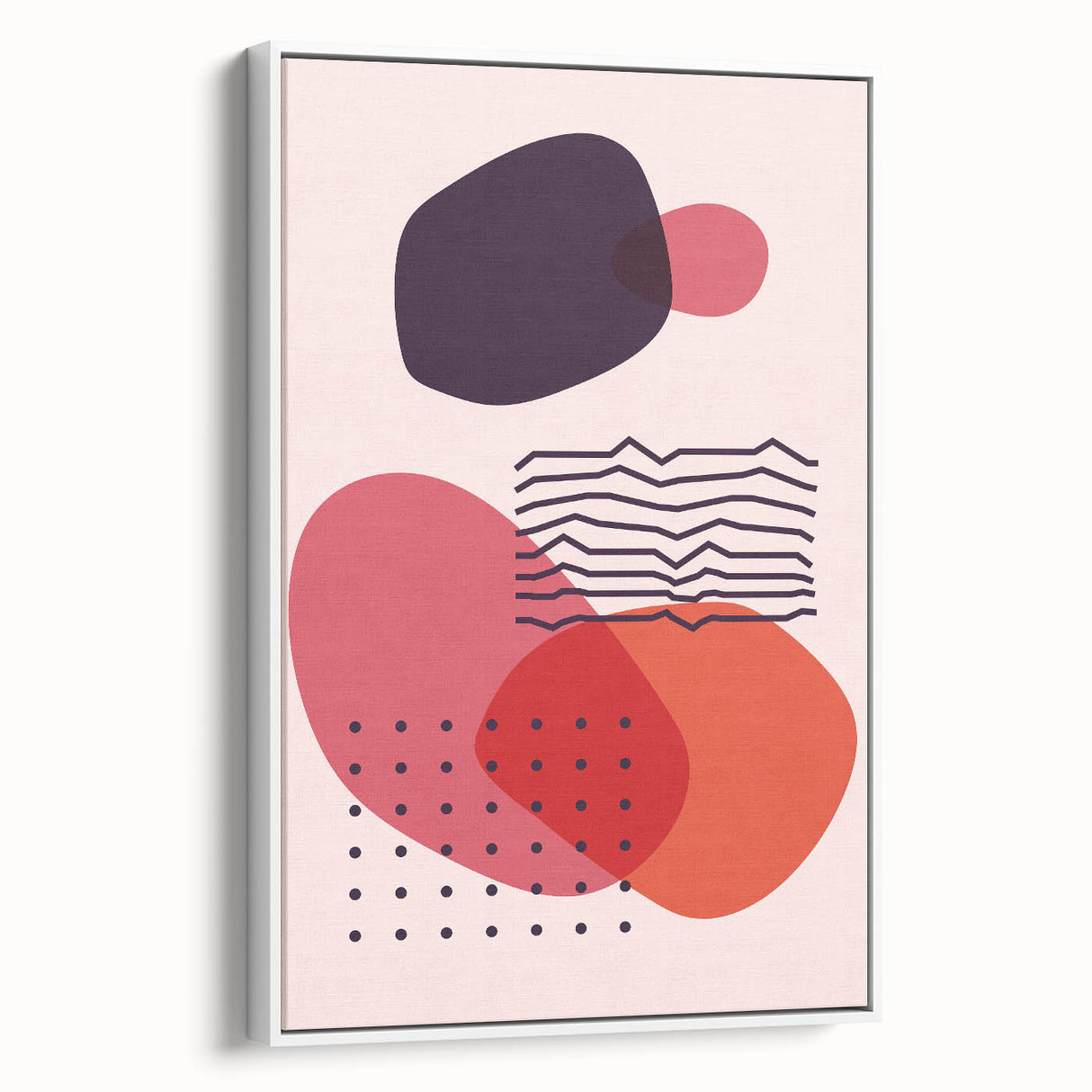 Boho Wall Art - Abstract Red and Pink Geometric Bohemian Canvas Print
