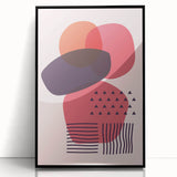 Boho Wall Art - Abstract Red and Pink Geometric Bohemian Canvas Print