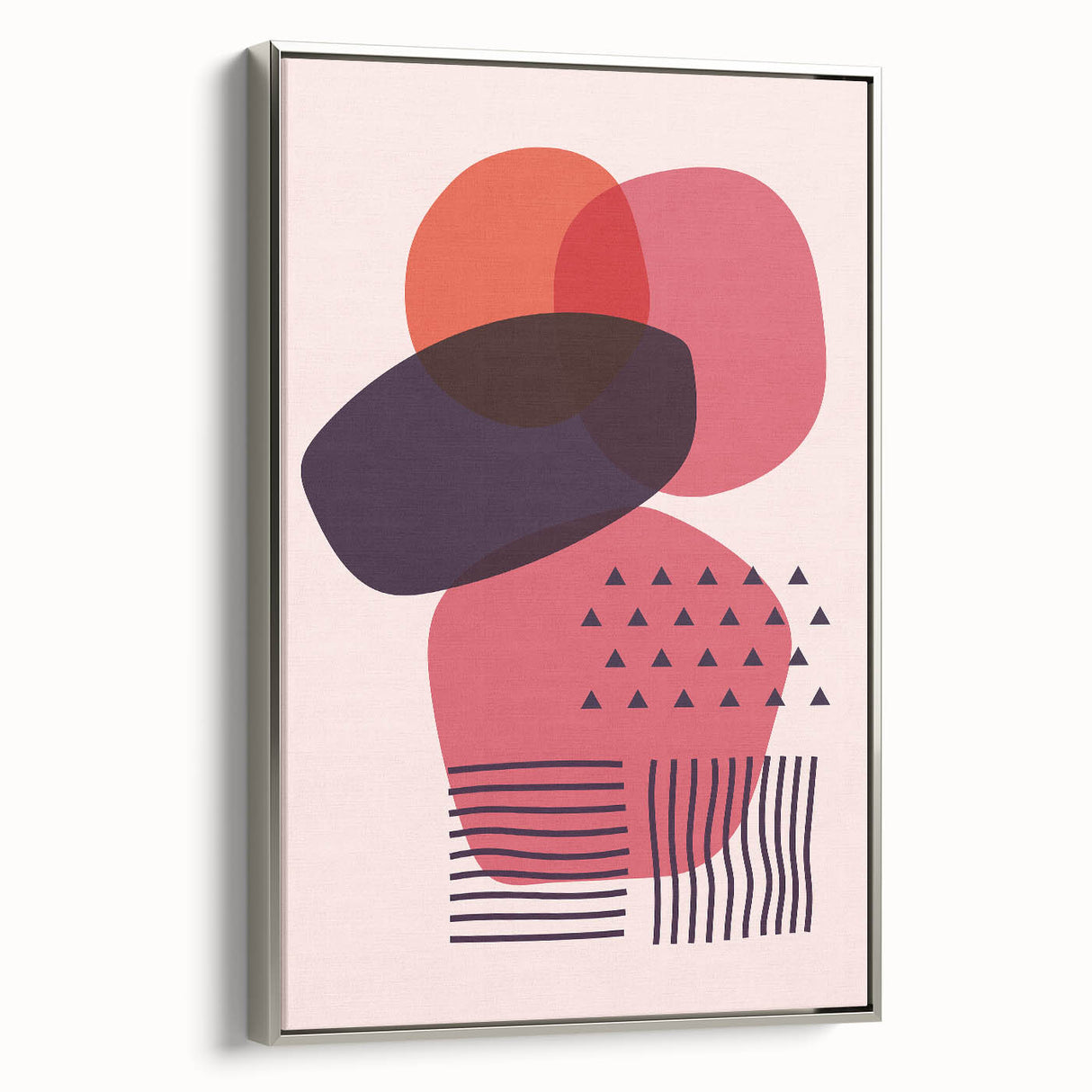 Boho Wall Art - Abstract Red and Pink Geometric Bohemian Canvas Print