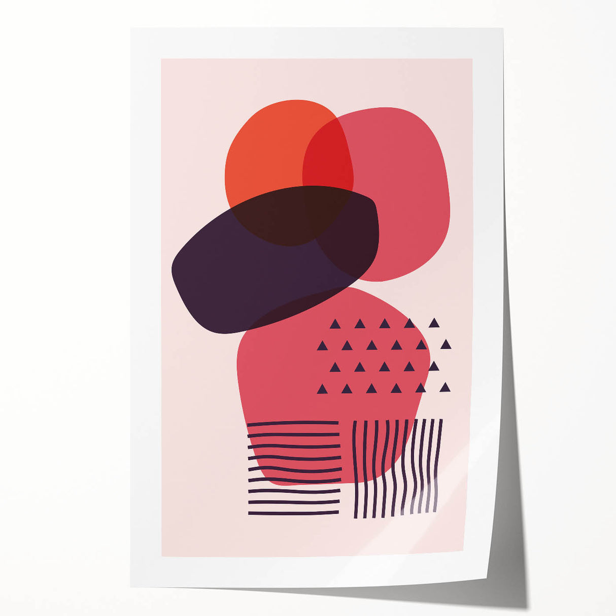 Boho Wall Art - Abstract Red and Pink Geometric Bohemian Canvas Print