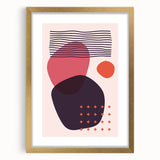 Boho Wall Art - Abstract Red and Pink Geometric Canvas Print for Interiors