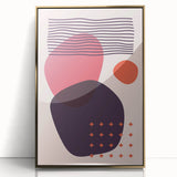 Boho Wall Art - Abstract Red and Pink Geometric Canvas Print for Interiors