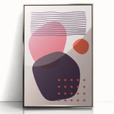 Boho Wall Art - Abstract Red and Pink Geometric Canvas Print for Interiors