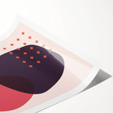 Boho Wall Art - Abstract Red and Pink Geometric Canvas Print for Interiors