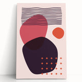 Boho Wall Art - Abstract Red and Pink Geometric Canvas Print for Interiors