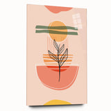 Abstract Boho Wall Art - Earthy Tones with Nature-Inspired Sun Design