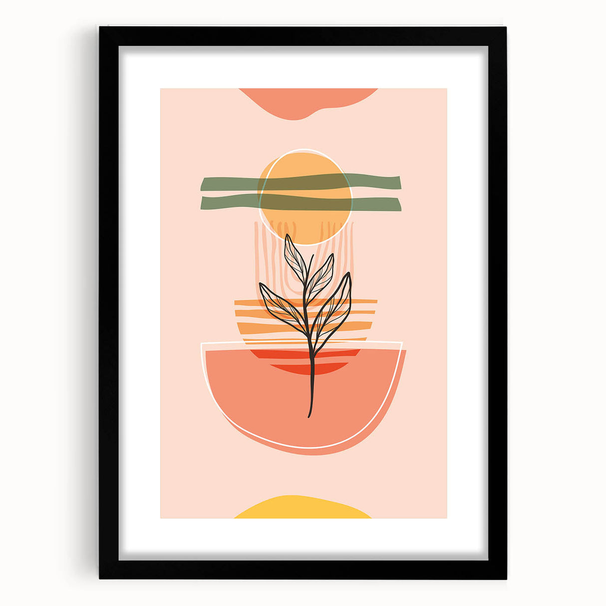 Abstract Boho Wall Art - Earthy Tones with Nature-Inspired Sun Design