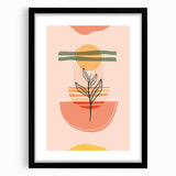 Abstract Boho Wall Art - Earthy Tones with Nature-Inspired Sun Design