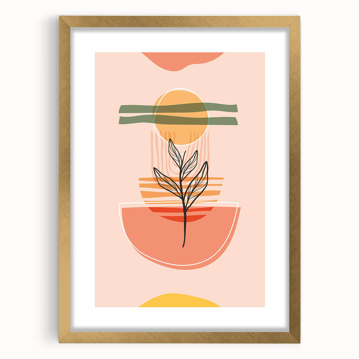 Abstract Boho Wall Art - Earthy Tones with Nature-Inspired Sun Design