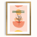 Abstract Boho Wall Art - Earthy Tones with Nature-Inspired Sun Design