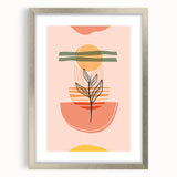 Abstract Boho Wall Art - Earthy Tones with Nature-Inspired Sun Design