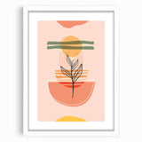 Abstract Boho Wall Art - Earthy Tones with Nature-Inspired Sun Design