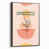 Abstract Boho Wall Art - Earthy Tones with Nature-Inspired Sun Design