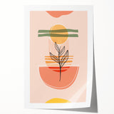 Abstract Boho Wall Art - Earthy Tones with Nature-Inspired Sun Design