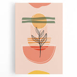 Abstract Boho Wall Art - Earthy Tones with Nature-Inspired Sun Design