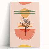 Abstract Boho Wall Art - Earthy Tones with Nature-Inspired Sun Design