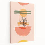 Abstract Boho Wall Art - Earthy Tones with Nature-Inspired Sun Design