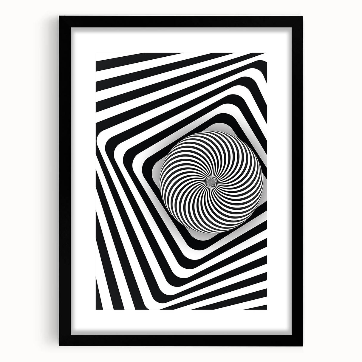 Hypnotic Spiral and Geometric Stripes - Optical Illusion Wall Art