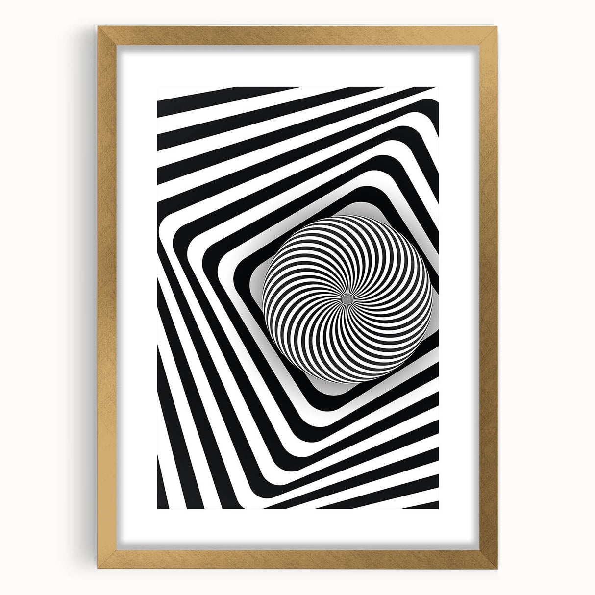 Hypnotic Spiral and Geometric Stripes - Optical Illusion Wall Art