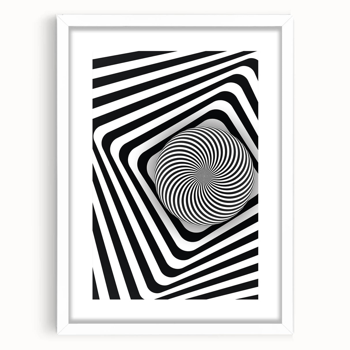 Hypnotic Spiral and Geometric Stripes - Optical Illusion Wall Art