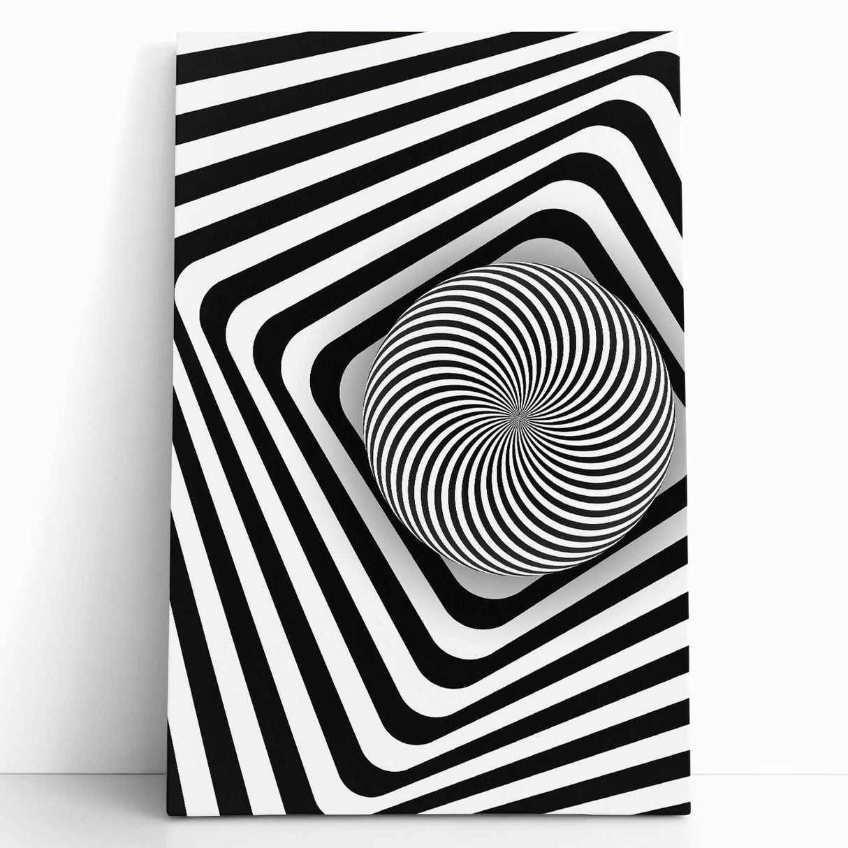 Hypnotic Spiral and Geometric Stripes - Optical Illusion Wall Art
