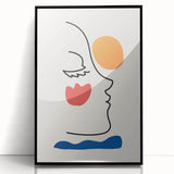 Bohemian Line Art - Eclectic Boho Decor Canvas with Abstract Face Design