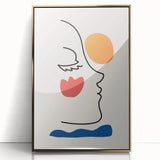 Bohemian Line Art - Eclectic Boho Decor Canvas with Abstract Face Design