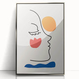 Bohemian Line Art - Eclectic Boho Decor Canvas with Abstract Face Design