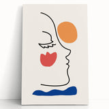 Bohemian Line Art - Eclectic Boho Decor Canvas with Abstract Face Design