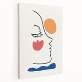 Bohemian Line Art - Eclectic Boho Decor Canvas with Abstract Face Design