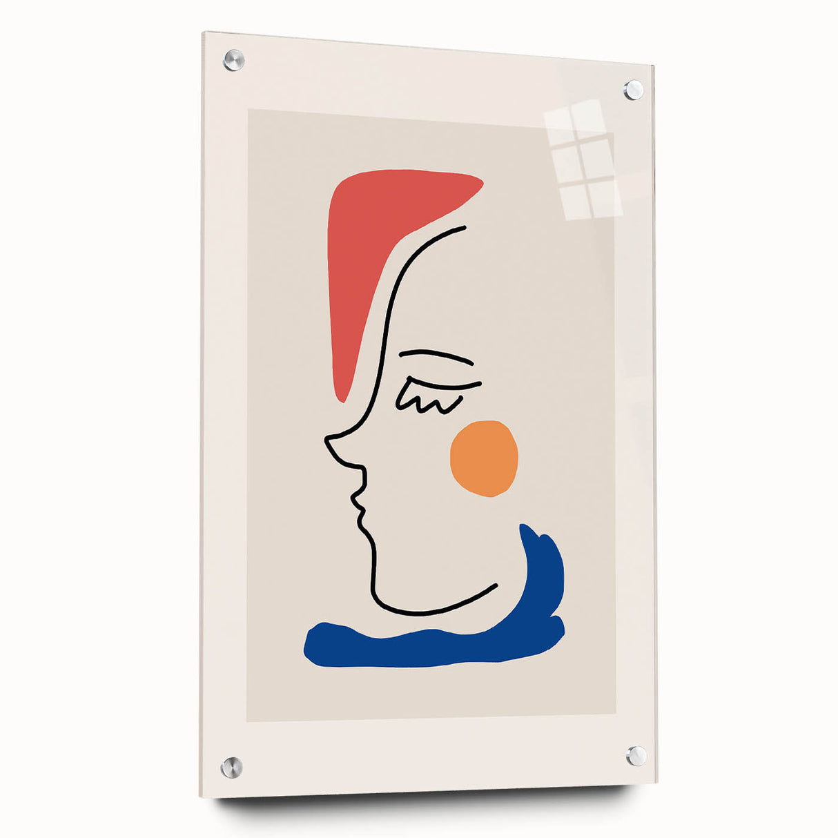 Bohemian Line Art - Modern Boho Decor Canvas with Abstract Face Illustration