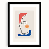 Bohemian Line Art - Modern Boho Decor Canvas with Abstract Face Illustration