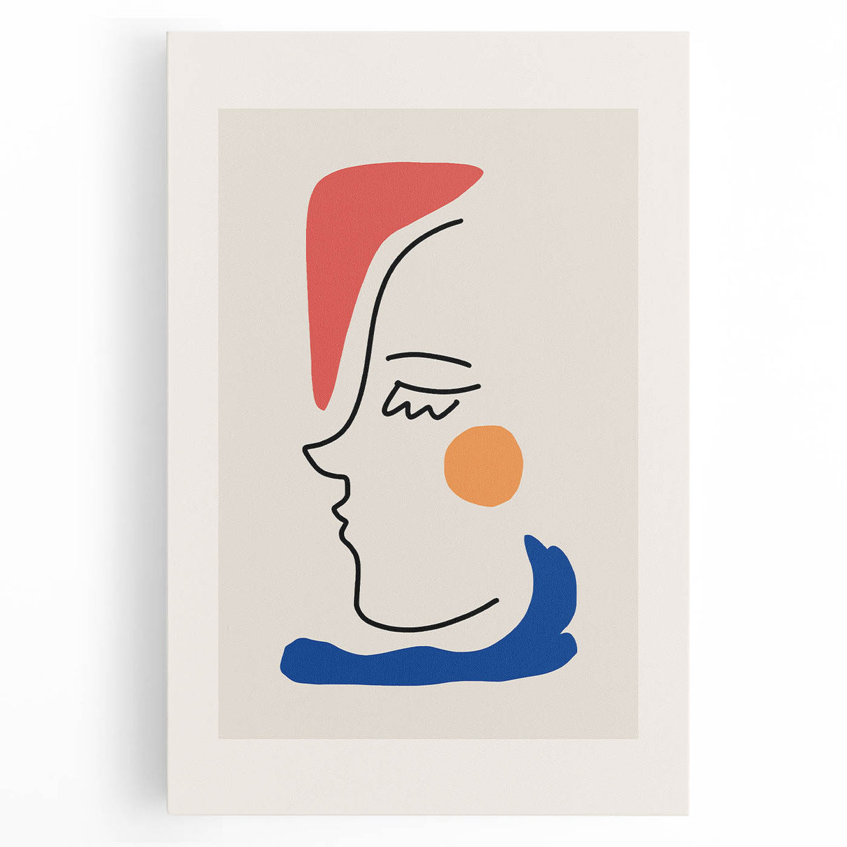 Bohemian Line Art - Modern Boho Decor Canvas with Abstract Face Illustration