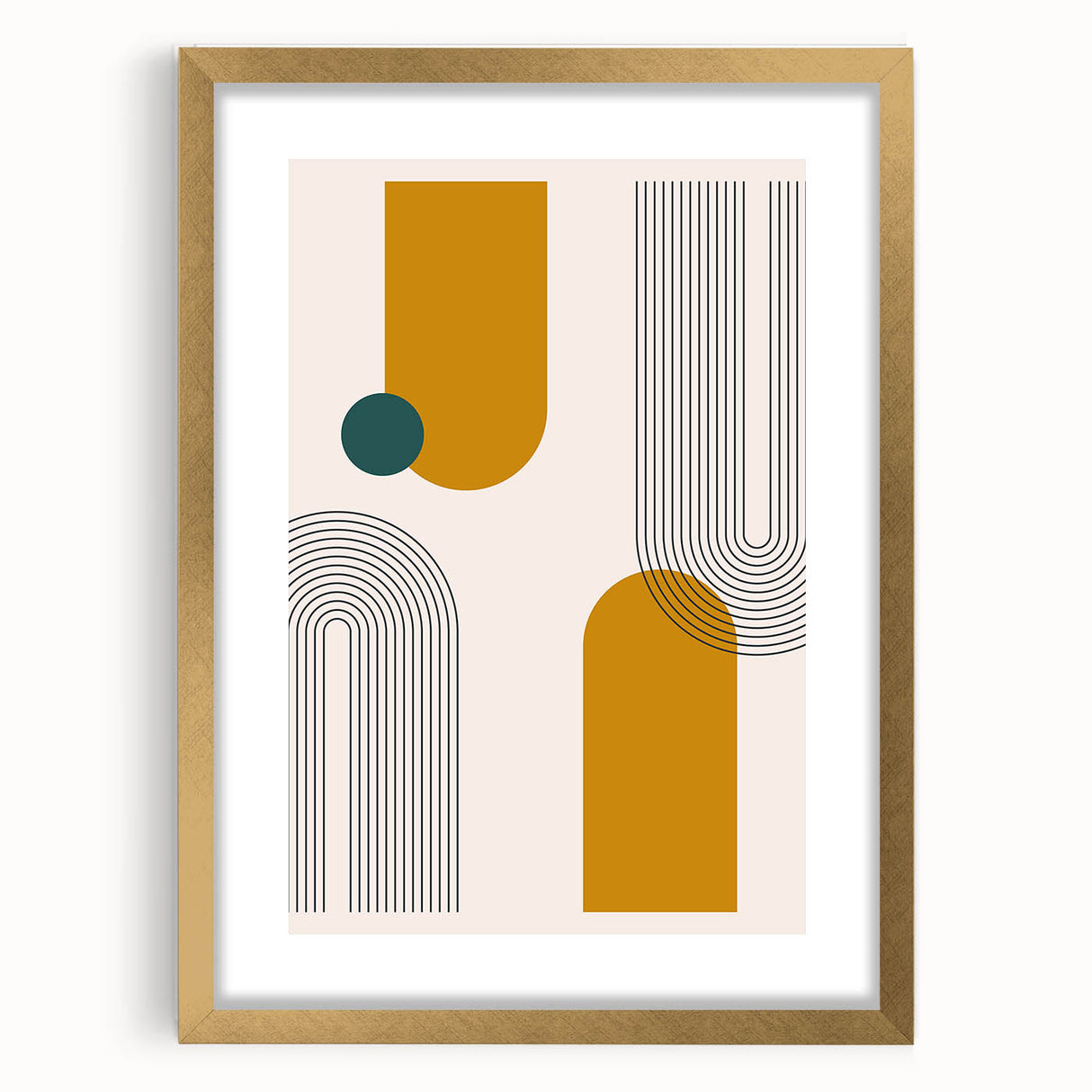 Modern Bohemian Wall Art - Geometric Boho Decor Canvas with Mustard and Teal Accents