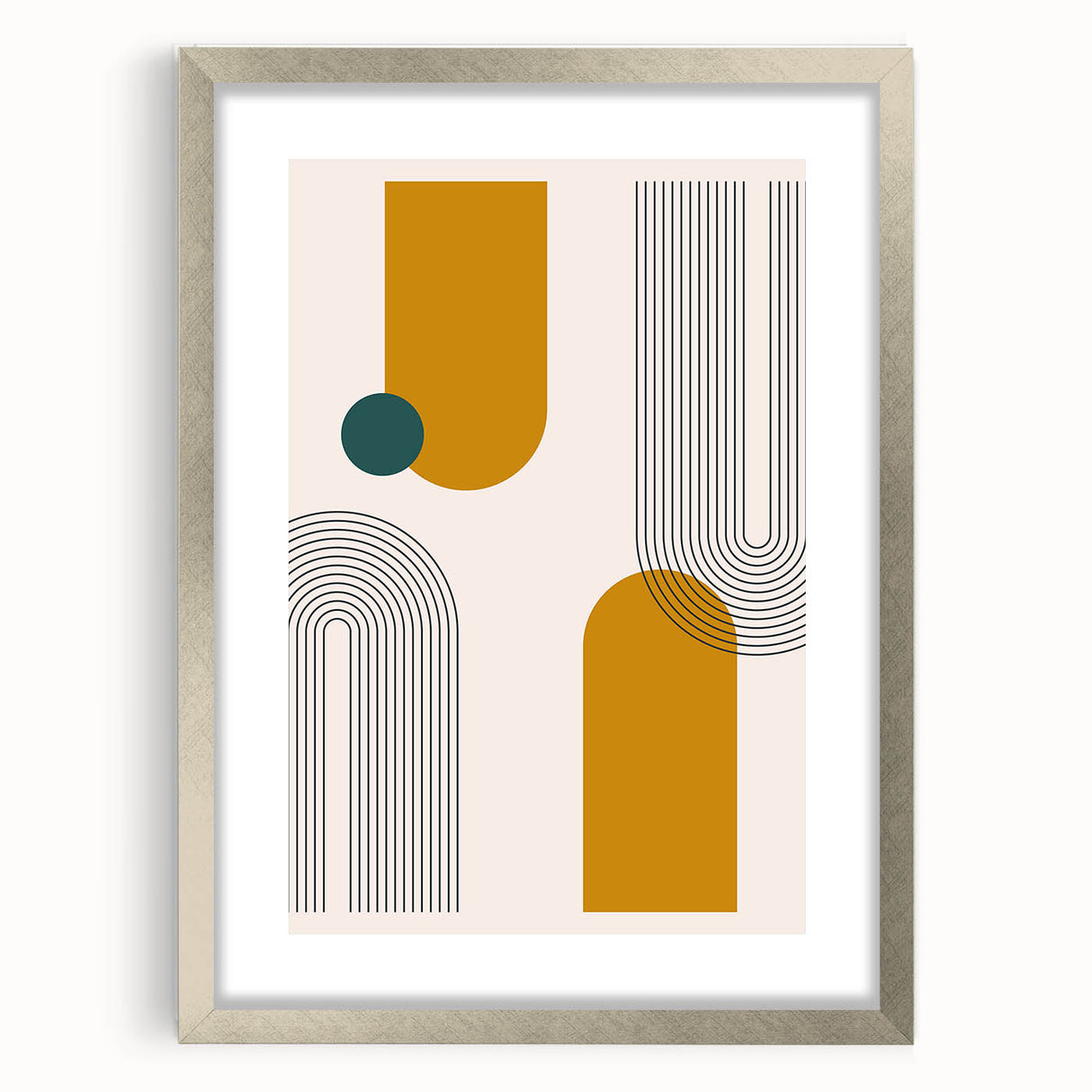 Modern Bohemian Wall Art - Geometric Boho Decor Canvas with Mustard and Teal Accents