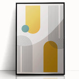 Modern Bohemian Wall Art - Geometric Boho Decor Canvas with Mustard and Teal Accents