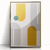 Modern Bohemian Wall Art - Geometric Boho Decor Canvas with Mustard and Teal Accents