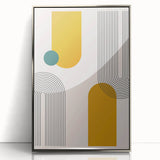 Modern Bohemian Wall Art - Geometric Boho Decor Canvas with Mustard and Teal Accents