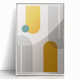 Modern Bohemian Wall Art - Geometric Boho Decor Canvas with Mustard and Teal Accents